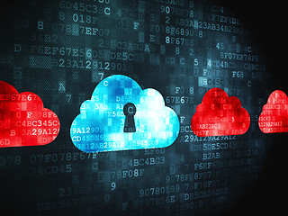 Image showing Cloud networking concept: Cloud With Keyhole on digital backgrou