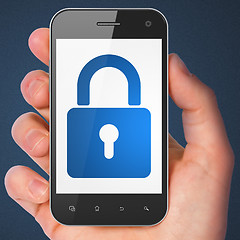 Image showing Information concept: Closed Padlock on smartphone