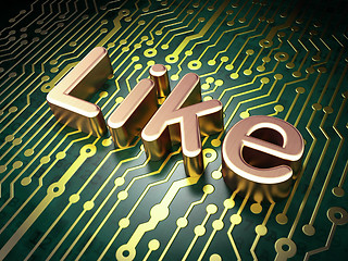 Image showing Social network concept: Like on circuit board background