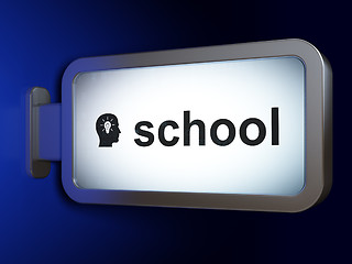 Image showing Education concept: School and Head With Light Bulb on billboard