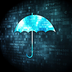 Image showing Privacy concept: Umbrella on digital background