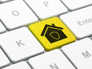 Image showing Security concept: Home on computer keyboard background