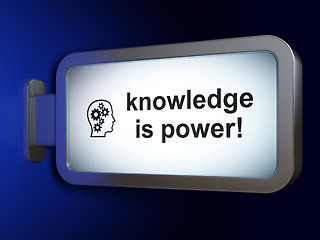 Image showing Education concept: Knowledge Is power! and Head With Gears on bi