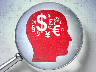 Image showing Education concept:  Head With Finance Symbol with optical glass