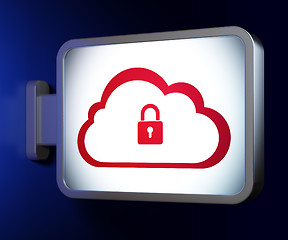 Image showing Cloud technology concept: Cloud With Padlock on billboard backgr