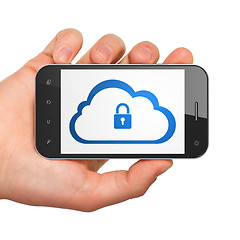 Image showing Cloud networking concept: Cloud With Padlock on smartphone