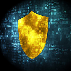 Image showing Privacy concept: Shield on digital background