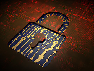 Image showing Privacy concept: Closed Padlock on digital screen background