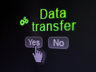 Image showing Information concept: Gears icon and Data Transfer on digital com