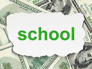 Image showing Education concept: School on Money background