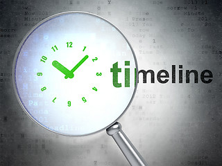 Image showing Time concept: Clock and Timeline with optical glass
