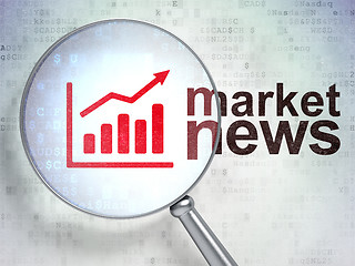 Image showing News concept: Growth Graph and Market News with optical glass