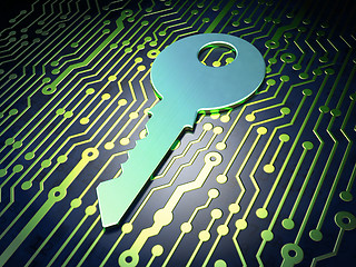 Image showing Protection concept: Key on circuit board background