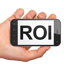 Image showing Finance concept: ROI on smartphone