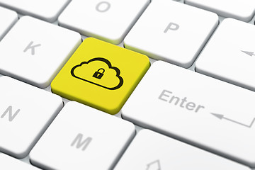 Image showing Cloud computing concept: Cloud With Padlock on computer keyboard