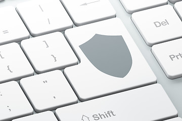 Image showing Security concept: Shield on computer keyboard background