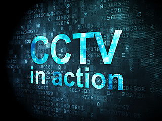 Image showing Privacy concept: CCTV In action on digital background
