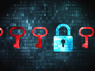 Image showing Protection concept: Padlock And Key on digital background