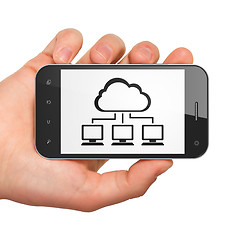 Image showing Cloud networking concept: Cloud Network on smartphone