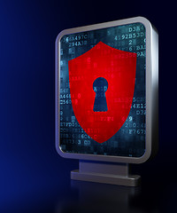 Image showing Privacy concept: Shield With Keyhole on billboard background
