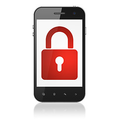 Image showing Privacy concept: Closed Padlock on smartphone