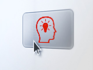 Image showing Education concept: Head With Lightbulb on digital button backgro