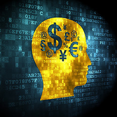 Image showing Education concept: Head With Finance Symbol on digital backgroun