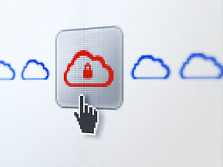 Image showing Cloud networking concept: Cloud With Padlock on digital computer