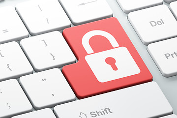 Image showing Safety concept: Closed Padlock on computer keyboard background