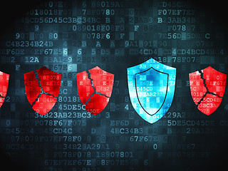 Image showing Privacy concept: Shield on digital background