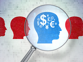 Image showing Business concept: Head Whis Money with optical glass on digital