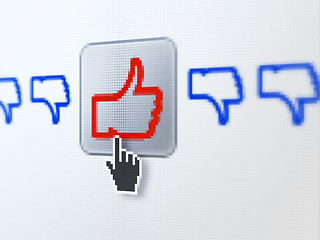 Image showing Social media concept: Like, Unlike on digital computer screen