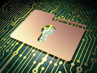 Image showing Finance concept: Folder With Keyhole on circuit board background