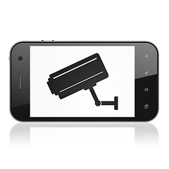 Image showing Protection concept: Cctv Camera on smartphone