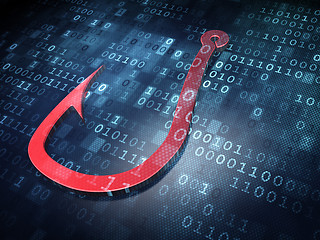 Image showing Safety concept: Red Fishing Hook on digital