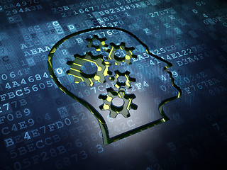Image showing Education concept: Head With Gears on digital screen background
