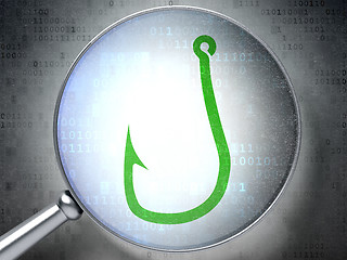 Image showing Protection concept:  Fishing Hook with optical glass on digital