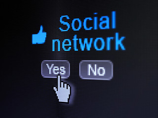 Image showing Social network concept: Like icon and Social Network on digital