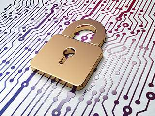 Image showing Data concept: Padlock on Circuit Board background