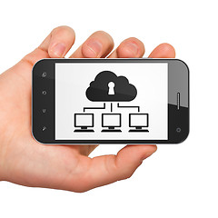 Image showing Safety concept: Cloud Network on smartphone