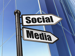 Image showing Social network concept: Social Media on Building background