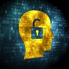 Image showing Finance concept: Head With Padlock on digital background