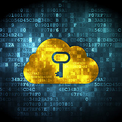 Image showing Cloud networking concept: Cloud With Key on digital background