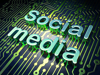 Image showing Social network concept: Social Media on circuit board background