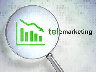 Image showing Marketing concept: Decline Graph and Telemarketing with optical