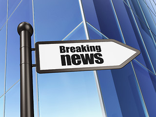 Image showing News concept: Breaking News on Building background