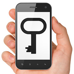 Image showing Security concept: Key on smartphone