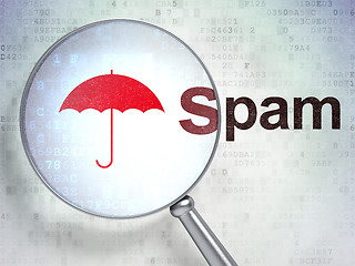 Image showing Safety concept: Umbrella and Spam with optical glass