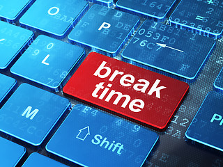 Image showing Timeline concept: Break Time on computer keyboard background