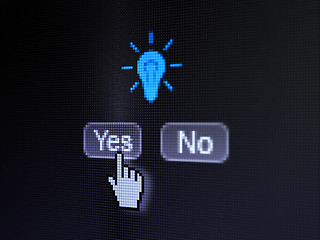 Image showing Business concept: Light Bulb on digital computer screen